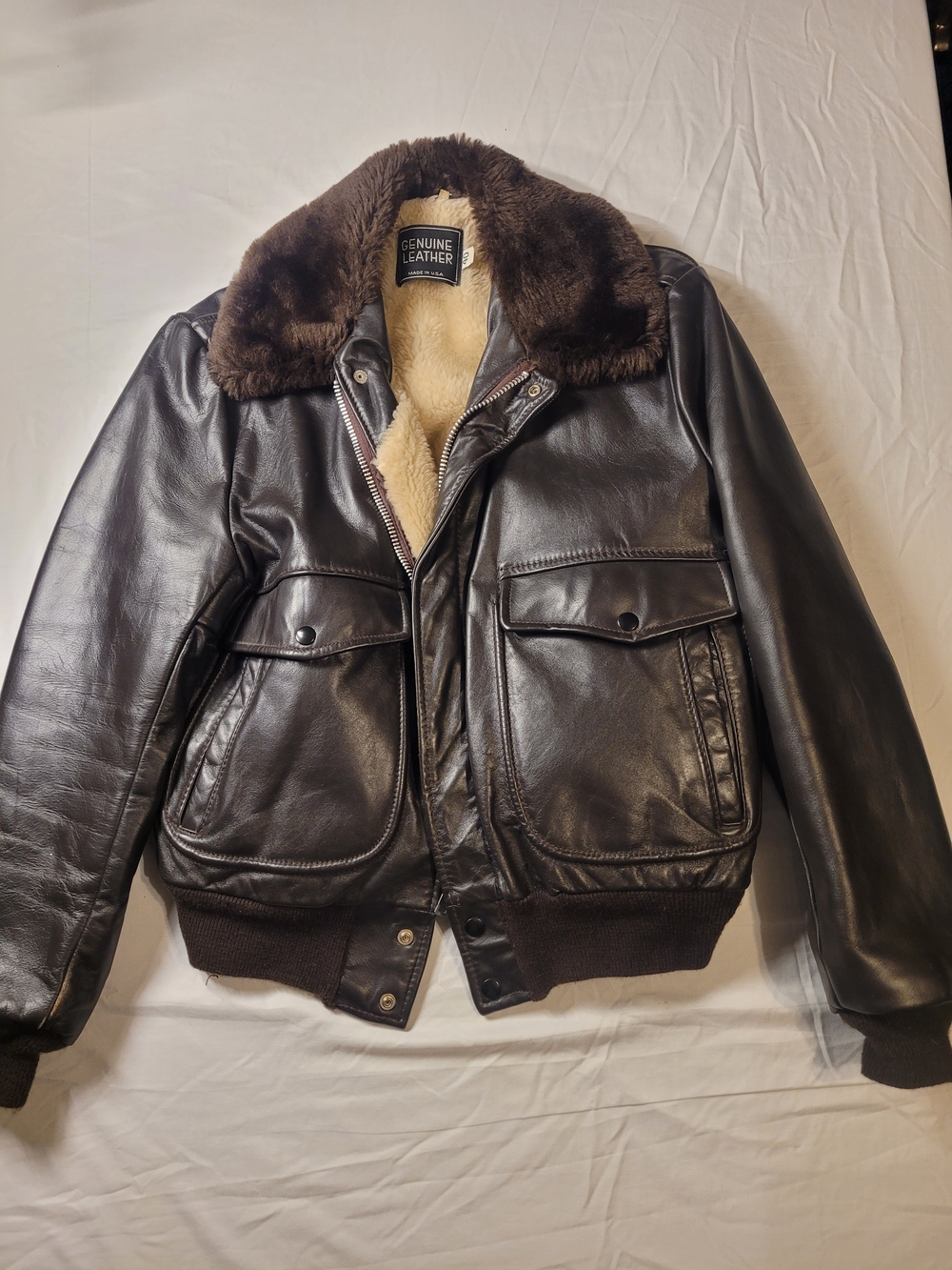 Men's Brown Bomber Jacket with Shearling Collar